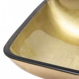Rectangular Gold Tempered Glass Sink With Faucet For Bathroom