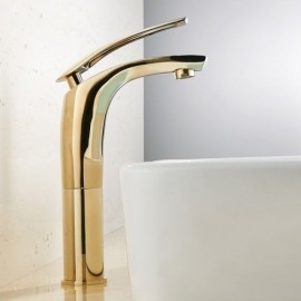 Single-Handle Solid Brass Bathroom Sink Faucet Minimalist Finish
