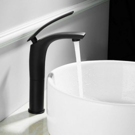 Single-Handle Solid Brass Bathroom Sink Faucet Minimalist Finish