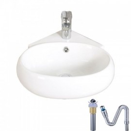 Small White Ceramic Wall-Mounted Sink For Balcony Bathroom