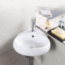 Small White Ceramic Wall-Mounted Sink For Balcony Bathroom
