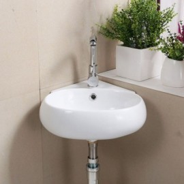 Small White Ceramic Wall-Mounted Sink For Balcony Bathroom