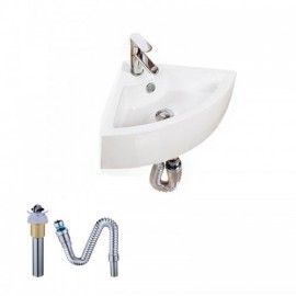 Small White Triangle Wall-Mounted Ceramic Washbasin For Balcony Toilets