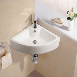 Small White Triangle Wall-Mounted Ceramic Washbasin For Balcony Toilets