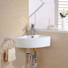 Small White Triangle Wall-Mounted Ceramic Washbasin For Balcony Toilets