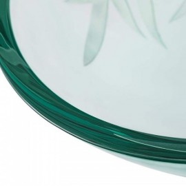 Transparent Tempered Glass Washbasin Printed Sheet With Faucet For Bathroom