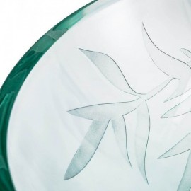 Transparent Tempered Glass Washbasin Printed Sheet With Faucet For Bathroom