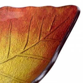 Countertop Washbasin Tempered Glass Waterfall Yellow Leaf With Faucet For Bathroom