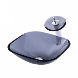 Tempered Glass Sink Round With Faucet For Bathroom