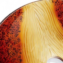 Retro Countertop Washbasin Tempered Glass Round Drain For Bathroom