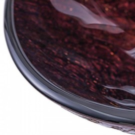 Retro Stripe Round Tempered Glass Countertop Sink With Faucet For Bathroom