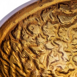 Countertop Washbasin Tempered Glass Round Gold Stripe For Bathroom Toilets