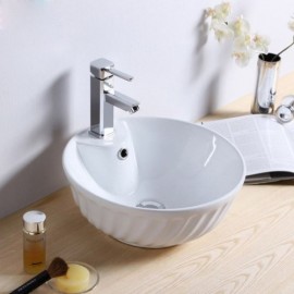 White Ceramic Bowl-Shaped Countertop Sink For Bathroom Toilet