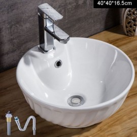 White Ceramic Bowl-Shaped Countertop Sink For Bathroom Toilet