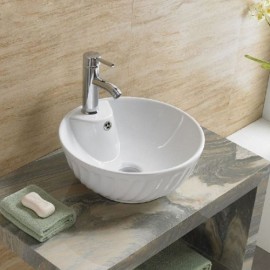 White Ceramic Bowl-Shaped Countertop Sink For Bathroom Toilet