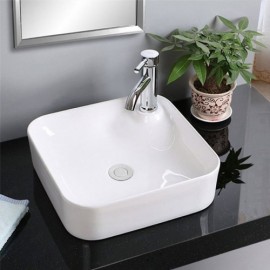 White Square Ceramic Countertop Sink For Bathroom Toilet