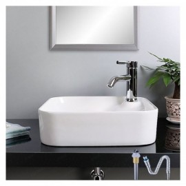 White Square Ceramic Countertop Sink For Bathroom Toilet