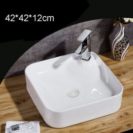 White Square Ceramic Countertop Sink For Bathroom Toilet