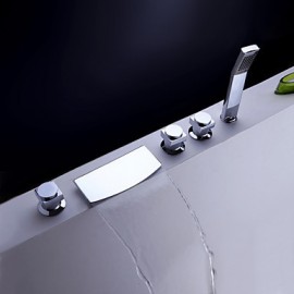 Brass Waterfall Tub Tap with Hand Shower (Chrome Finish)