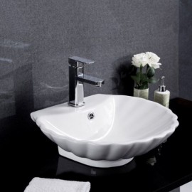 White Shell Ceramic Countertop Sink For Bathroom Toilets