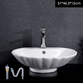 White Shell Ceramic Countertop Sink For Bathroom Toilets