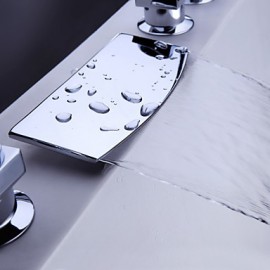 Brass Waterfall Tub Tap with Hand Shower (Chrome Finish)