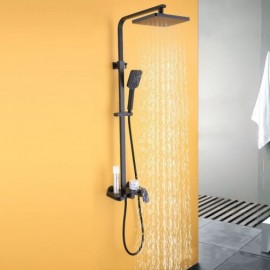 Elegant Black Shower Faucet With High Shower Head For Bathroom