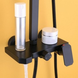 Elegant Black Shower Faucet With High Shower Head For Bathroom