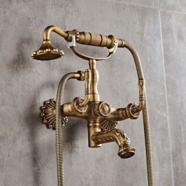 Antique Brass Shower Faucet With Faucet For Bathroom