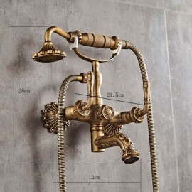 Antique Brass Shower Faucet With Faucet For Bathroom