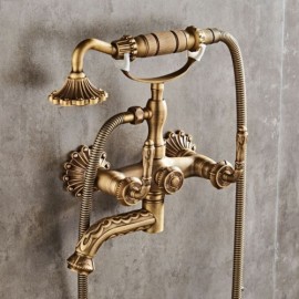 Antique Brass Shower Faucet With Faucet For Bathroom