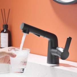 Basin Faucet With Retractable Nozzle Contemporary Style