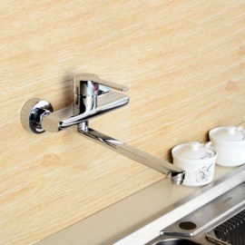 Modern Chrome Wall-Mounted Kitchen Faucet With A Long Spout