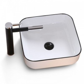 Square Ceramic Countertop Sink With Black Edge For Bathroom