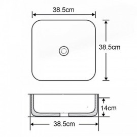 Square Ceramic Countertop Sink With Black Edge For Bathroom
