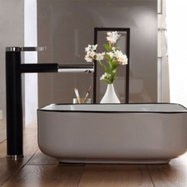 Square Ceramic Countertop Sink With Black Edge For Bathroom