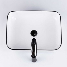 Rectangular Ceramic Countertop Sink With Black Edge For Bathroom
