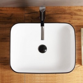 Rectangular Ceramic Countertop Sink With Black Edge For Bathroom