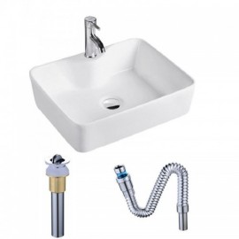 Rectangular Countertop Sink In Modern White Ceramic For Bathroom