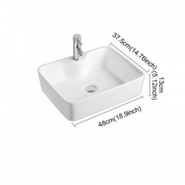 Rectangular Countertop Sink In Modern White Ceramic For Bathroom