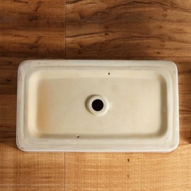 Rectangular White Ceramic Countertop Sink For Bathroom