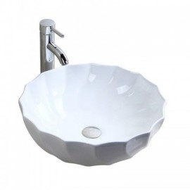 White Spiral Round Ceramic Countertop Sink For Bathroom
