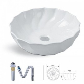 White Spiral Round Ceramic Countertop Sink For Bathroom