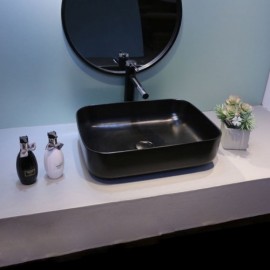 Black Rectangle Ceramic Countertop Sink For Bathroom
