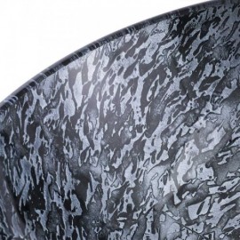 Countertop Washbasin Round Tempered Glass Imitation Rock With Faucet For Bathroom