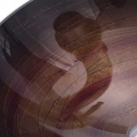 Dark Round Tempered Glass Countertop Washbasin With Faucet For Bathroom