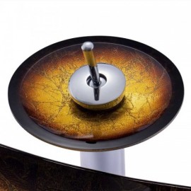 Tempered Glass Countertop Basin With Faucet For Bathroom