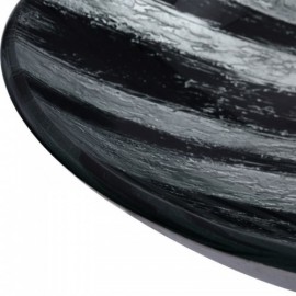 Black And White Striped Tempered Glass Sink With Faucet For Bathroom