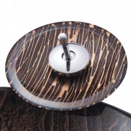 Retro Waterfall Round Tempered Glass Countertop Washbasin With Faucet For Bathroom