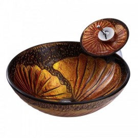 Round Lotus Leaf Tempered Glass Sink With Faucet For Bathroom